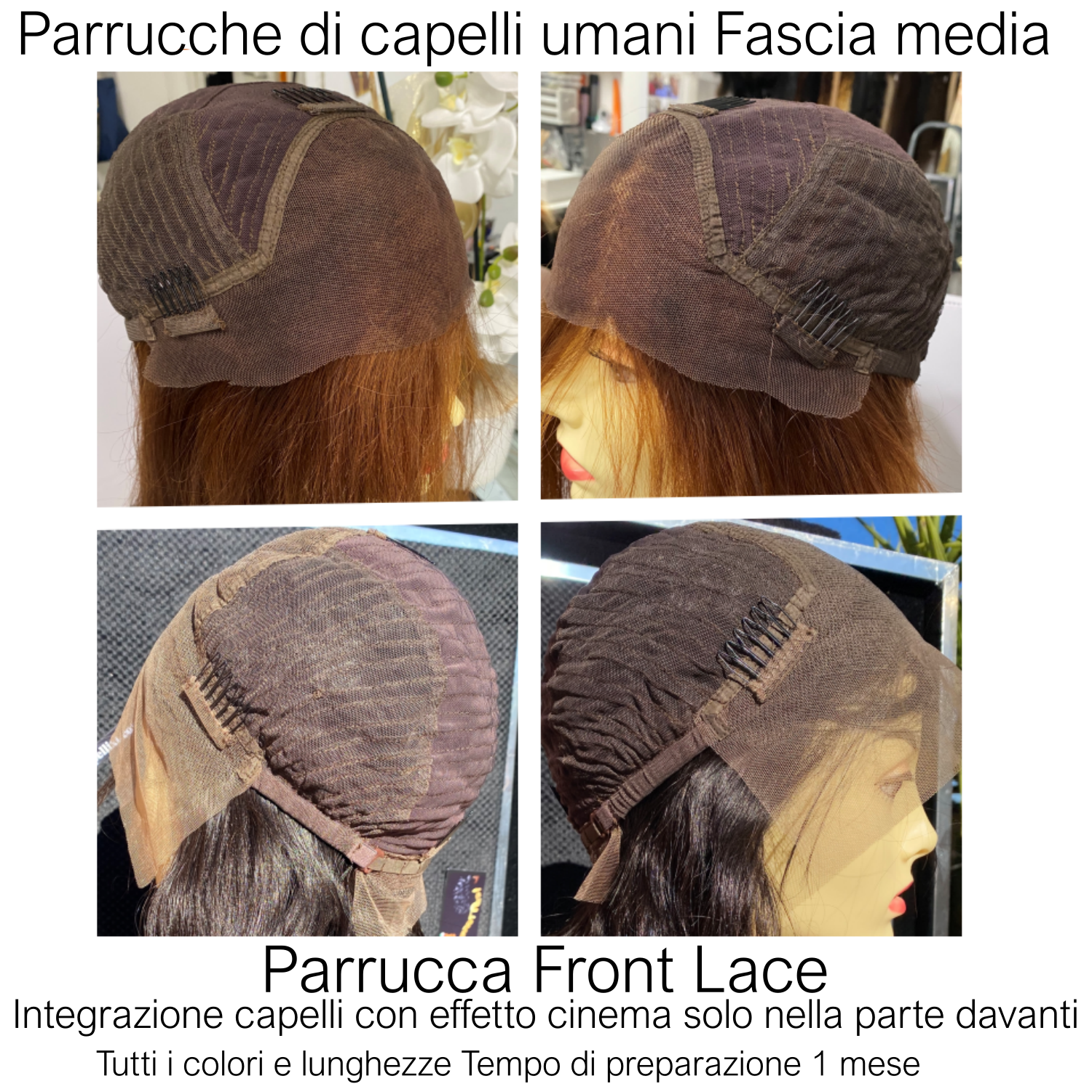 Lavorazione parrucca Calotta Front lace Capelli umani 